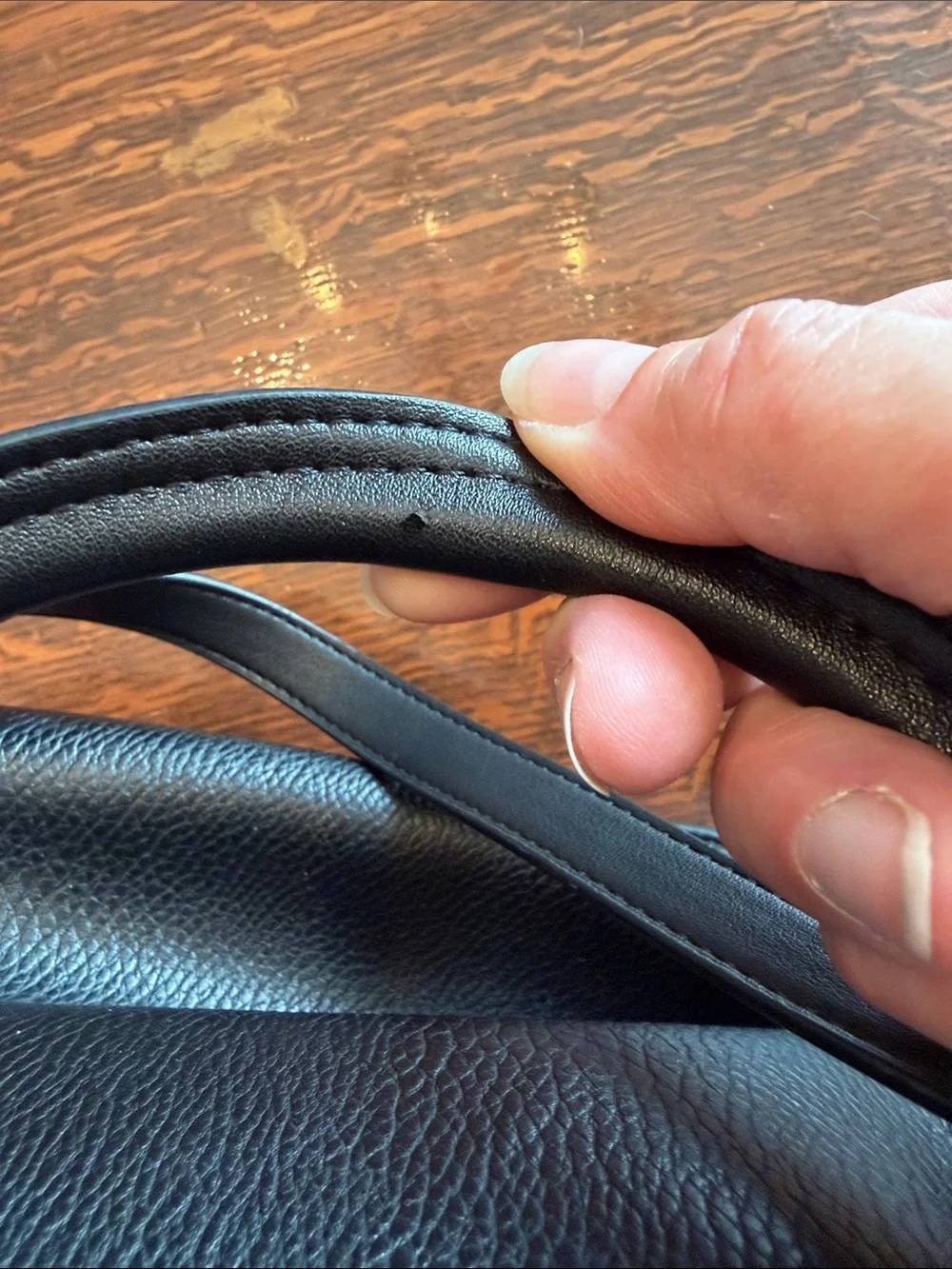 Sondra Roberts Squared Black Pebbled Vegan Leather Tote Purse Handbag